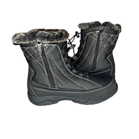 Totes NWOB Rain Faux Fur Boots Women Size 6M Black - Picture 5 of 13
